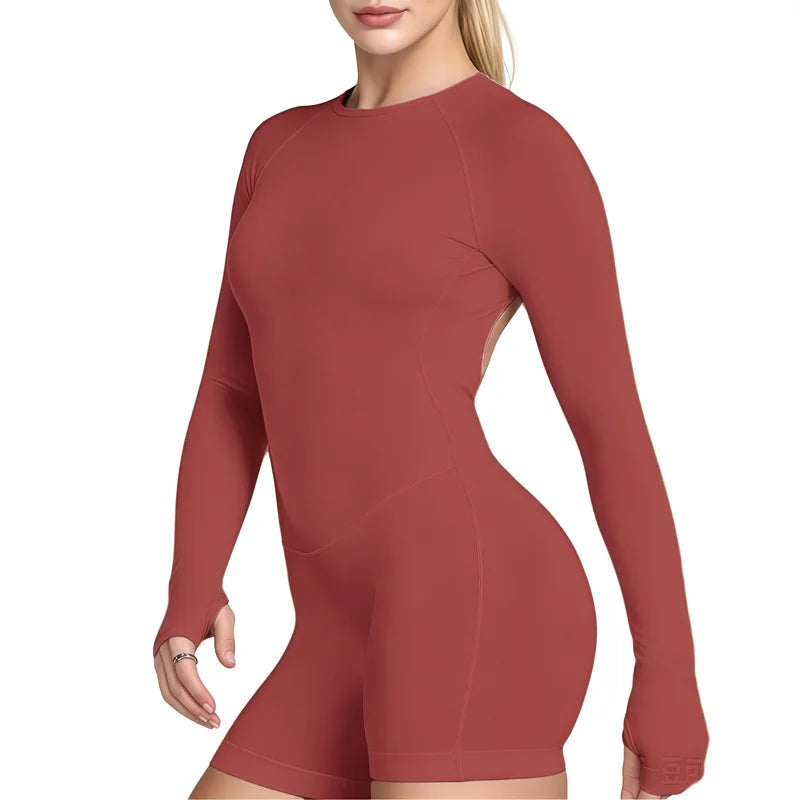 Open-Back Long-Sleeve Jumpsuit