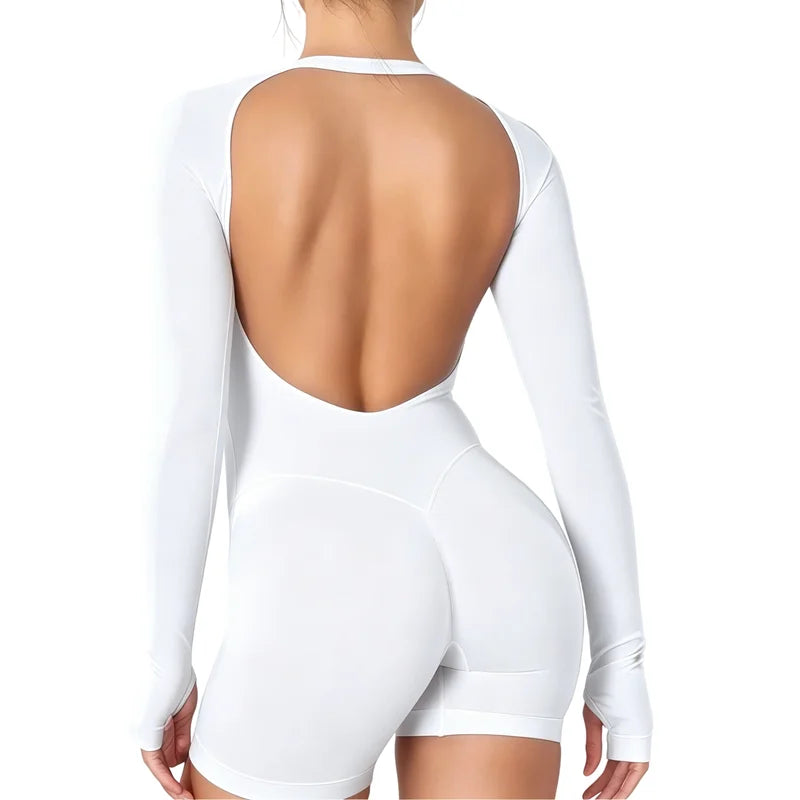 Open-Back Long-Sleeve Jumpsuit